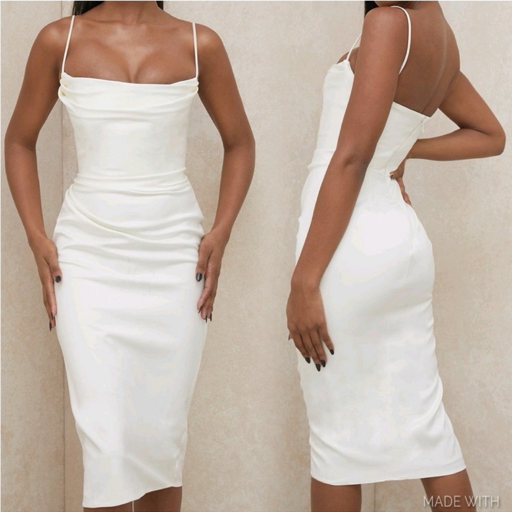 HOCB Anja Satin Corset Midi Dress